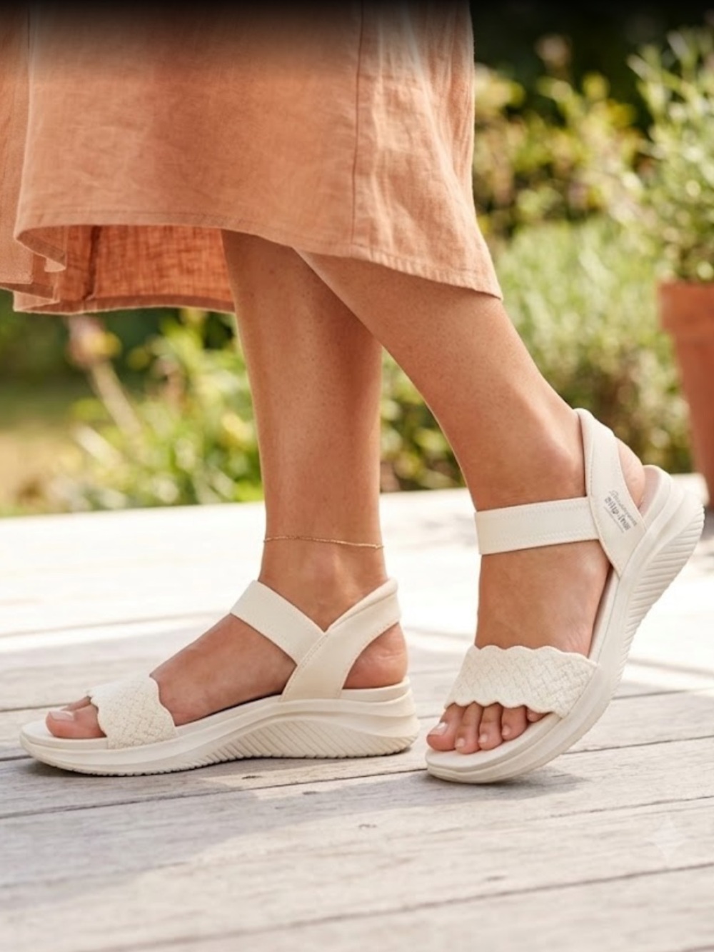 Skechers Women's Off-White Slingback Comfort Sandals